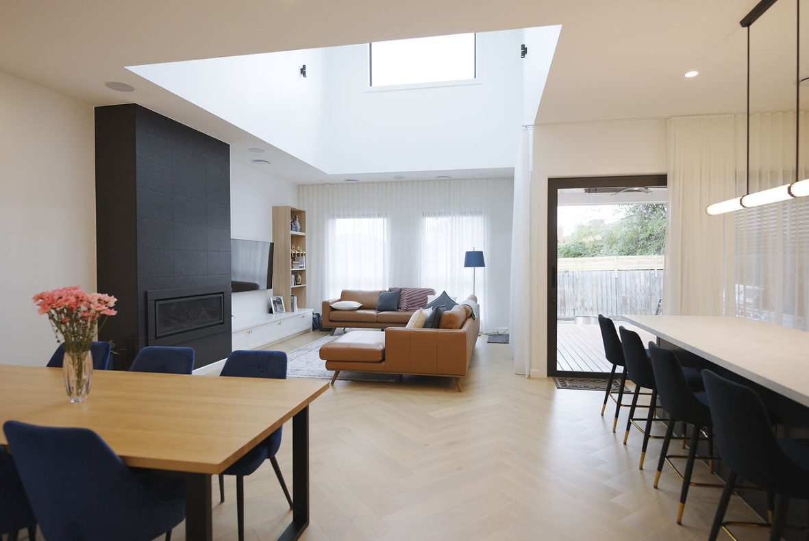 Open-plan living and dining area renovation